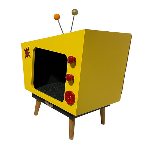 Téléviseur atomique vintage jaune